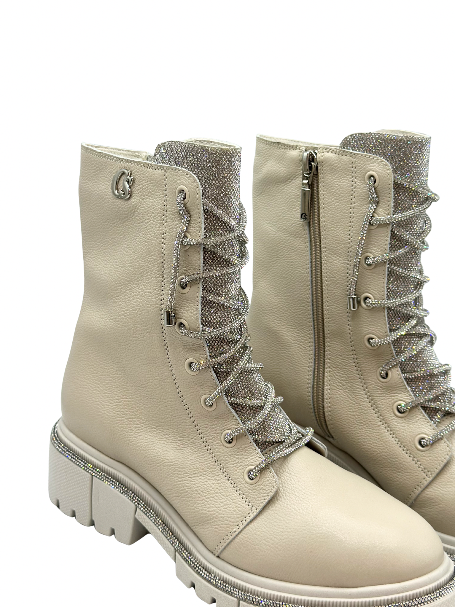 Botas Beige con Brillantes Carmen Steffens (36 BRA)