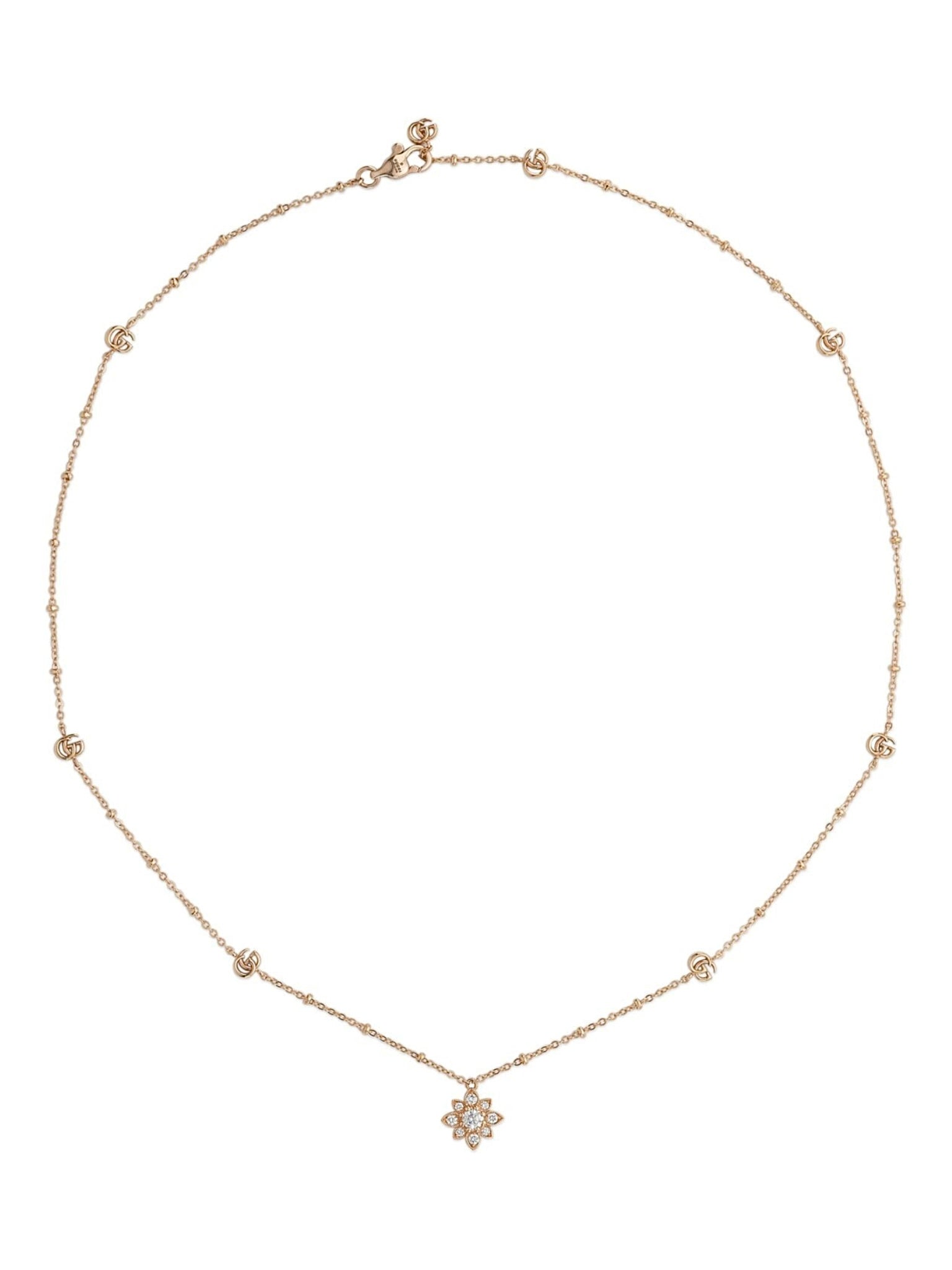 Collar Gucci Flower Double G con Diamantes