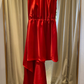 Vestido Rojo de Seda con Sobrefalda ( Talle S-M)