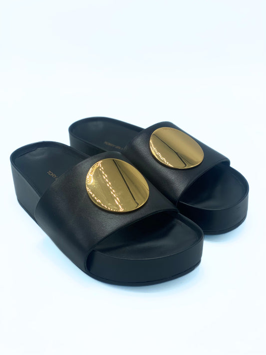Tory Burch Patos Leather Platform Slide Sandals (US 5M)