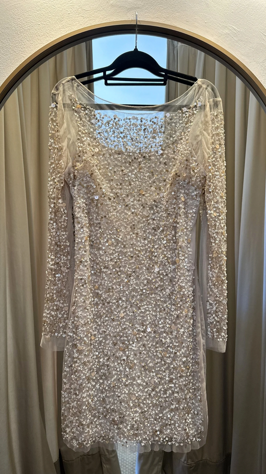 Vestido Corto con Lentejuelas Adrianna Papell (M)