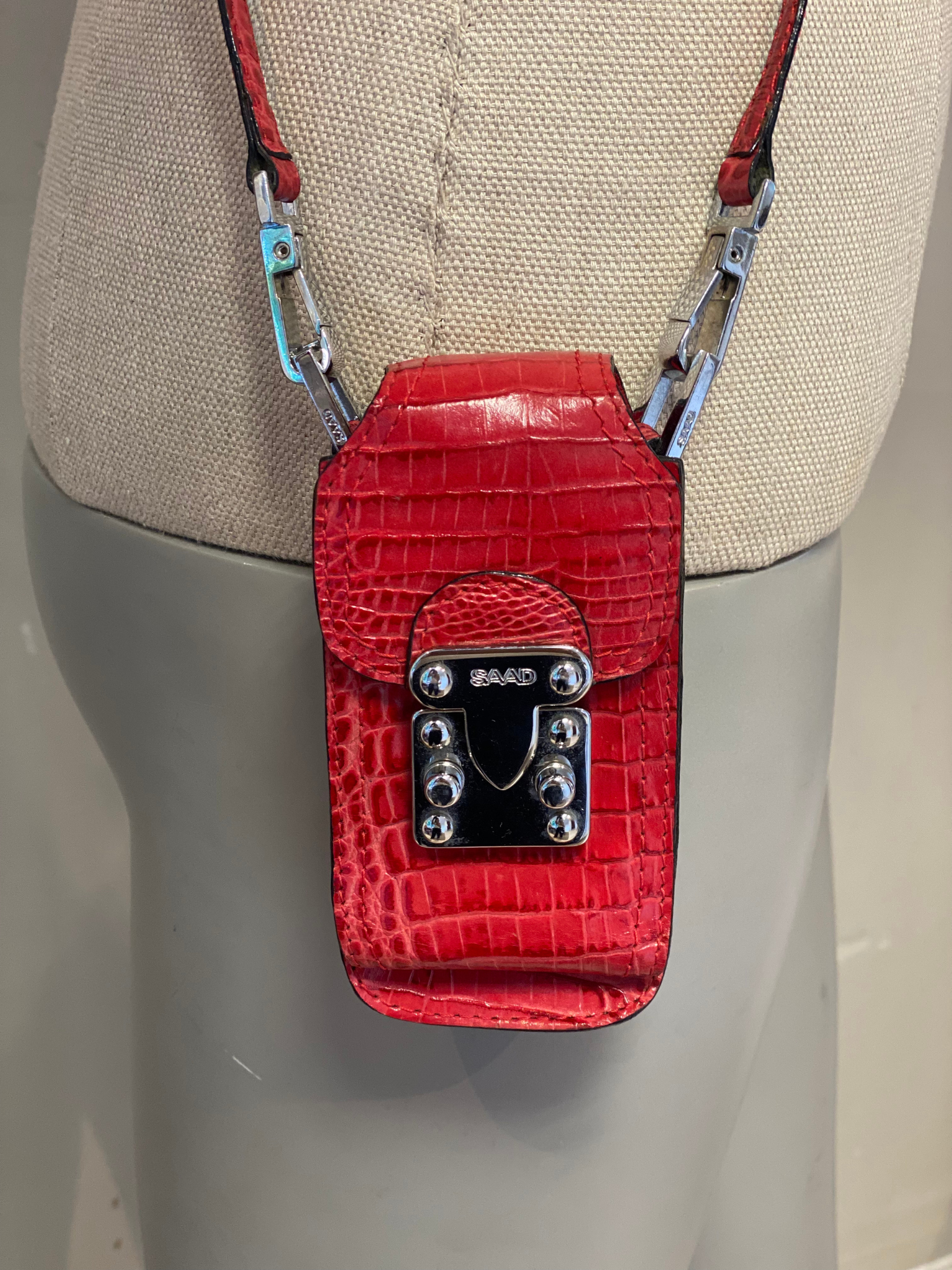 Mini Bandolera De cuero Roja SAAD