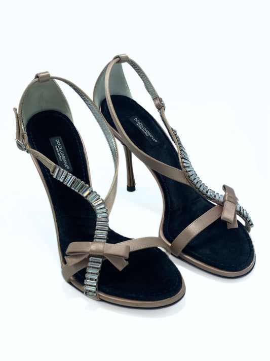 Sandalia Dolce & Gabbana Satin Jewel Embellisehd Sandals(38)