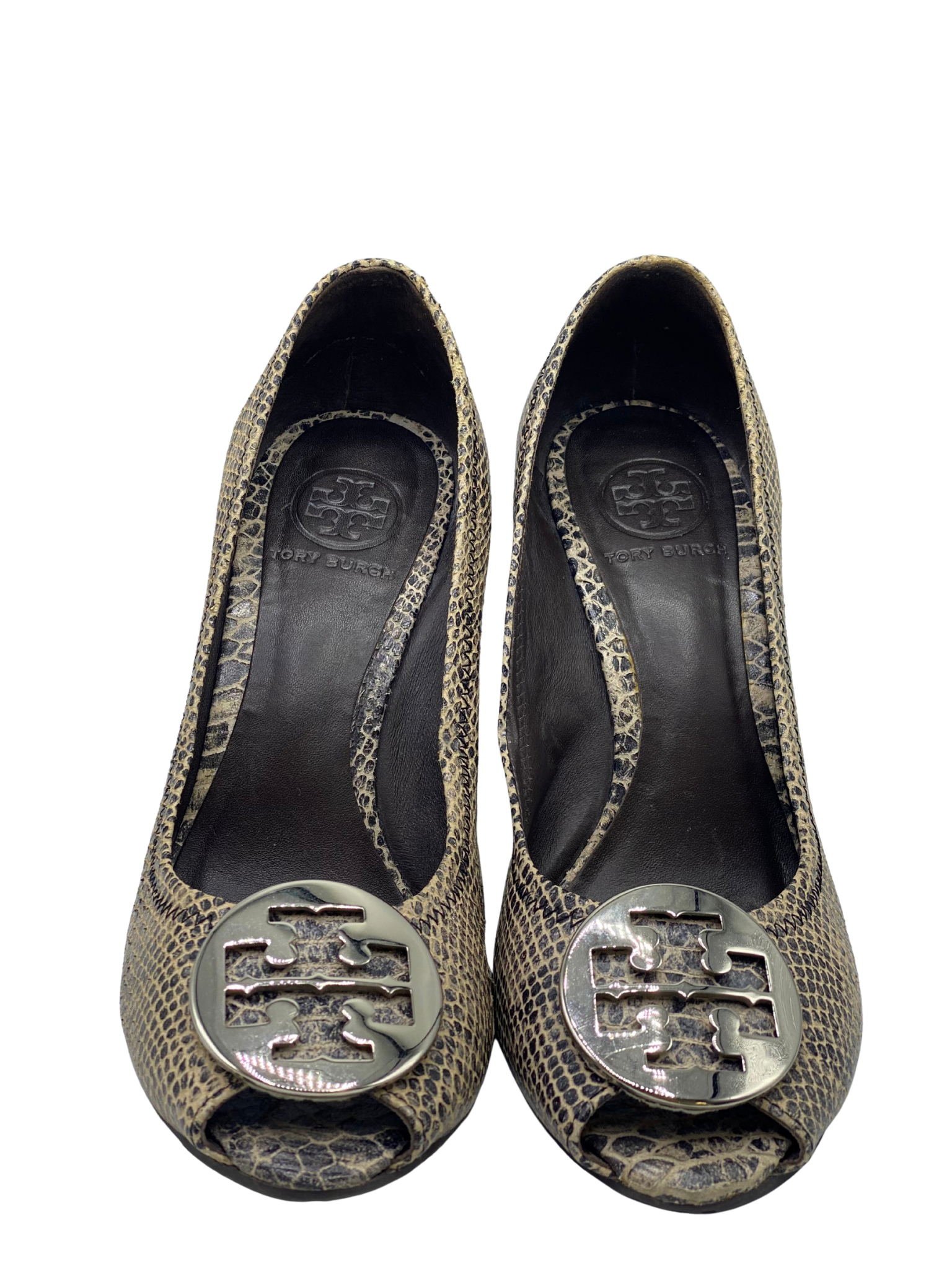 Pumps Peep-Toe Tory Burch Phyton Embossed (38.5)