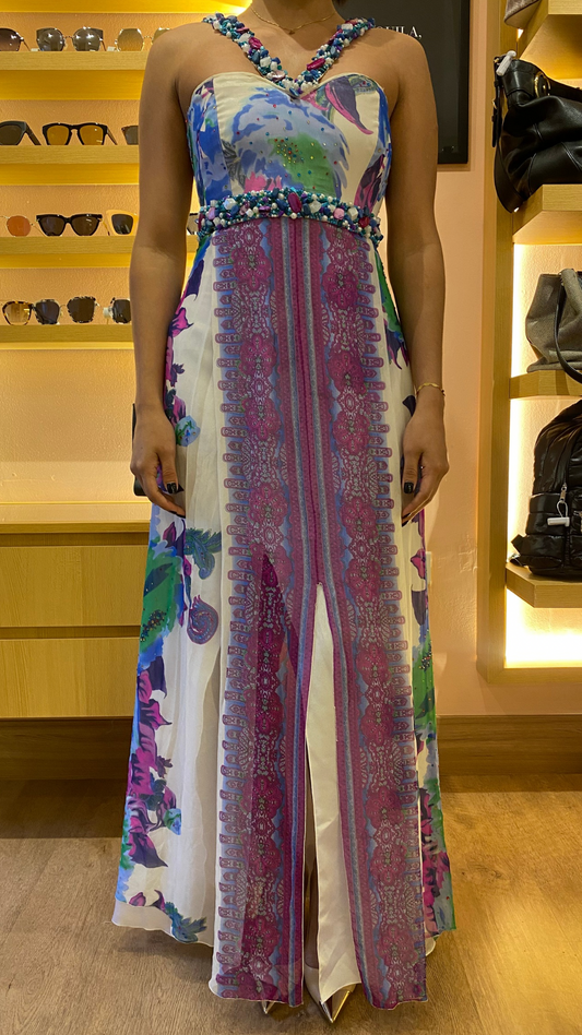 Vestido Largo con Apliques Margarita Vargas Peña (S)