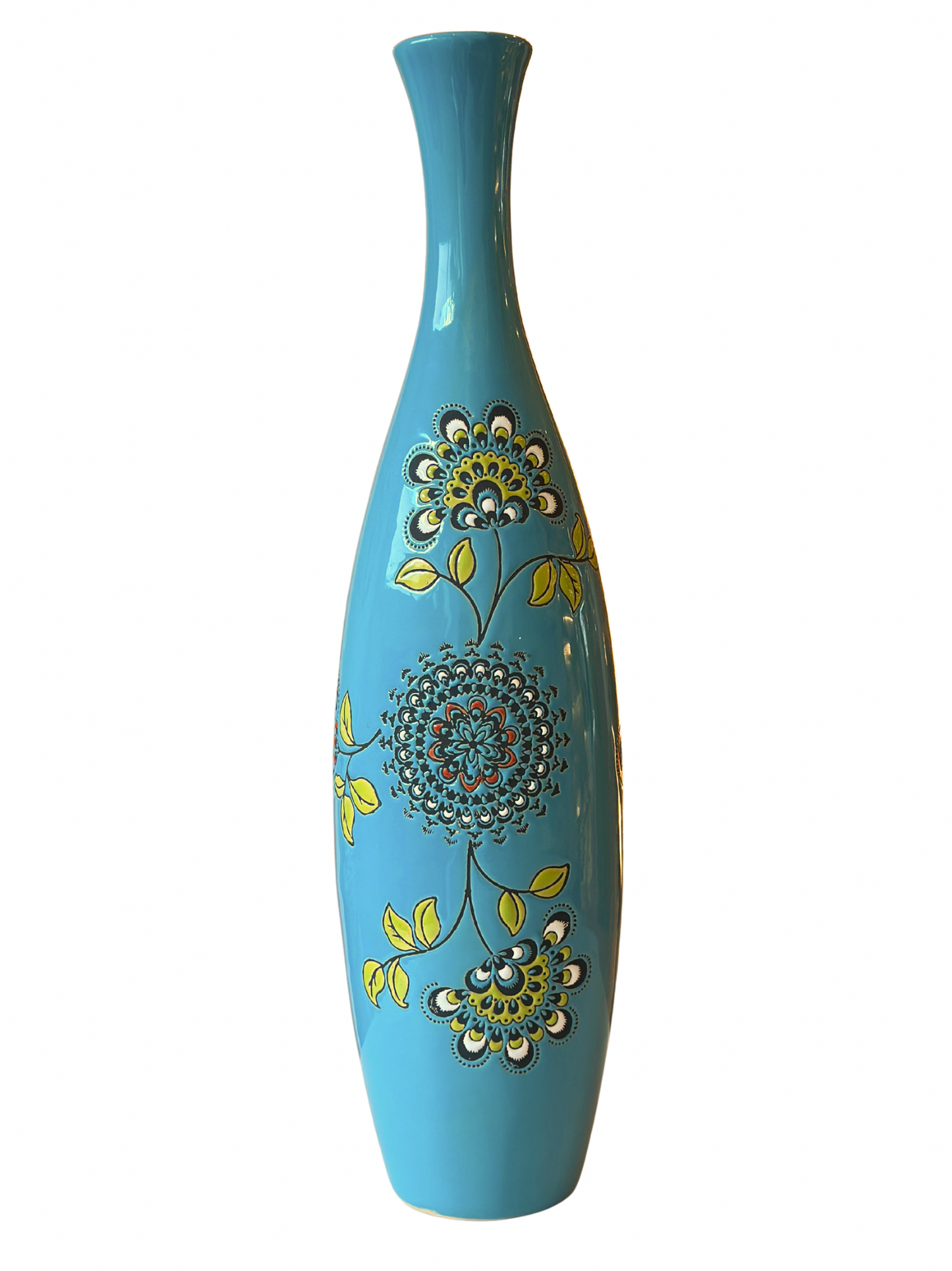 Jarrón Turquesa con Flores (50cm)