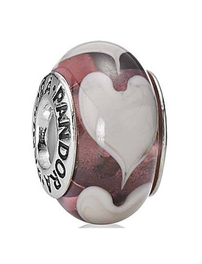 Charm Pandora Murano White Hearts