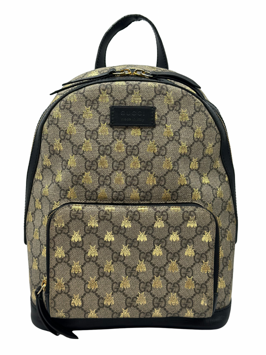 Mochila Pequeña Gucci GG Supreme Gold Bees