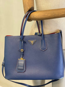 Cartera Prada Saffiano Double Leather Bag Blue