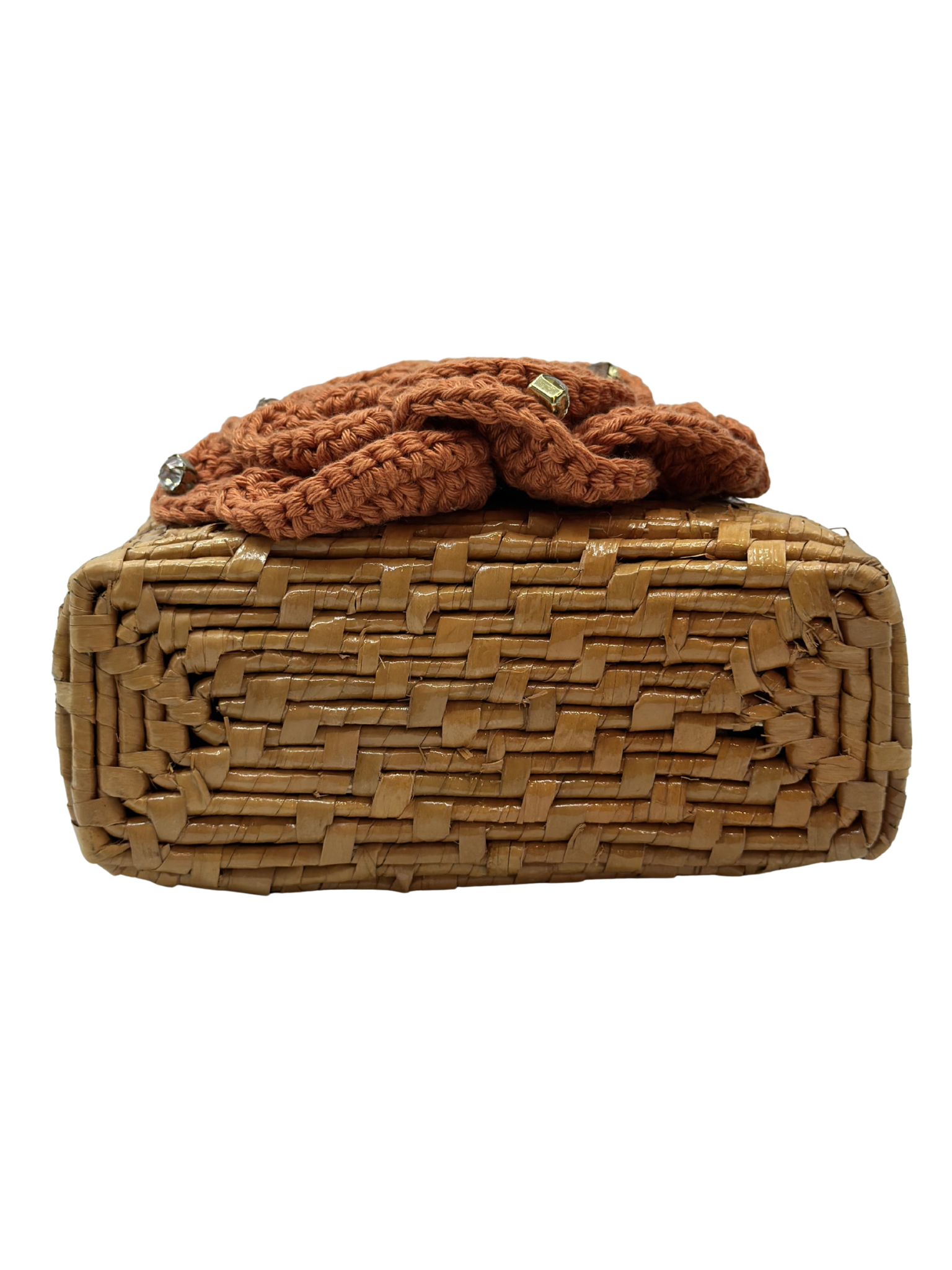 Mini Bolso Cristina Sabatini Crochet Flower Trunk Brown