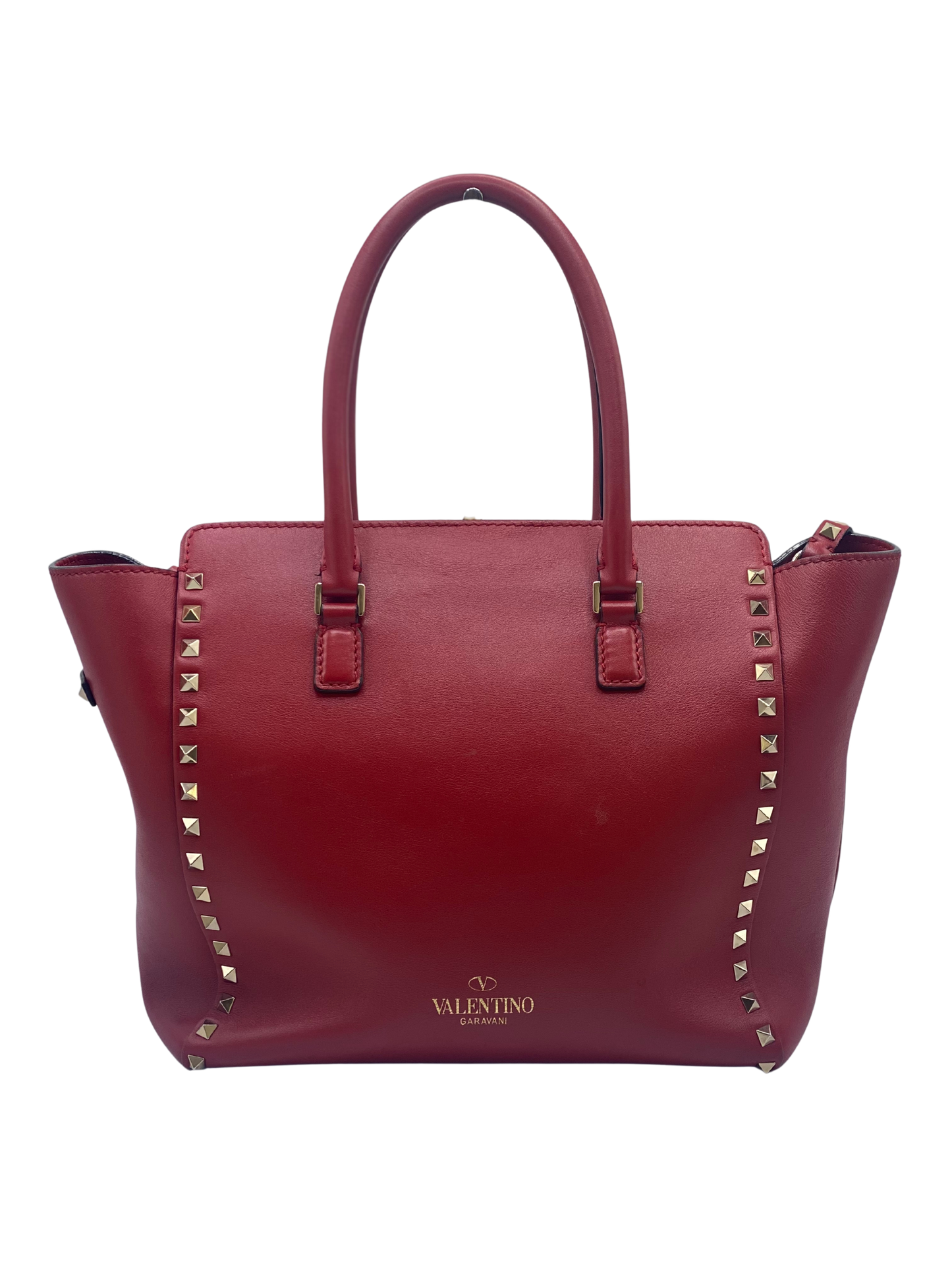 Cartera Valentino Garavani Rockstud Double Handle Tote Red