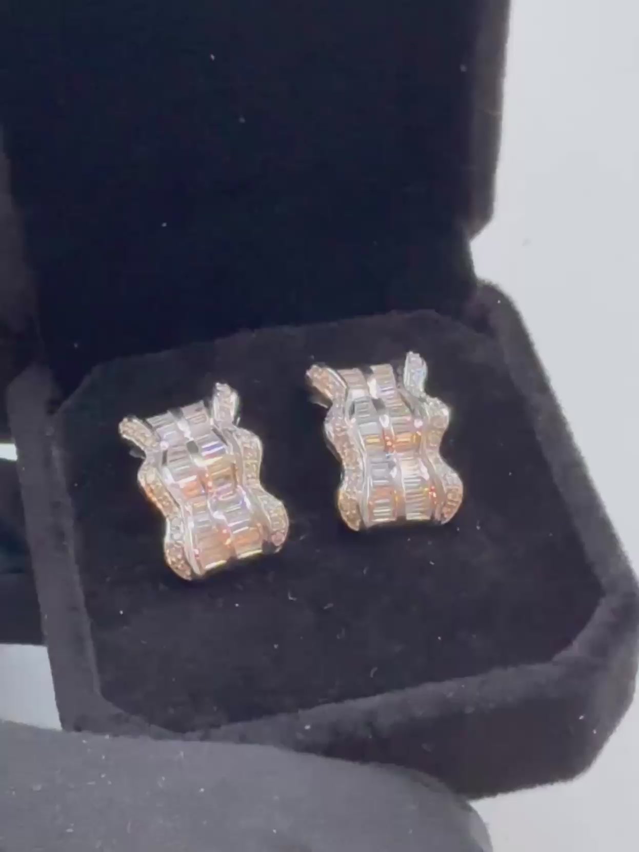 Aros Baguette Clip Oro Blanco 18k