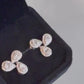 Aros Stud Tipo Trebol Oro Blanco 18K