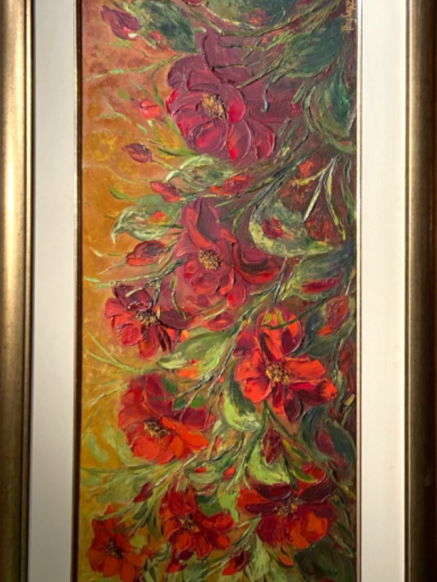 Obra "Flores" de Any Cazzola 94.5 x 43.5 cm.
