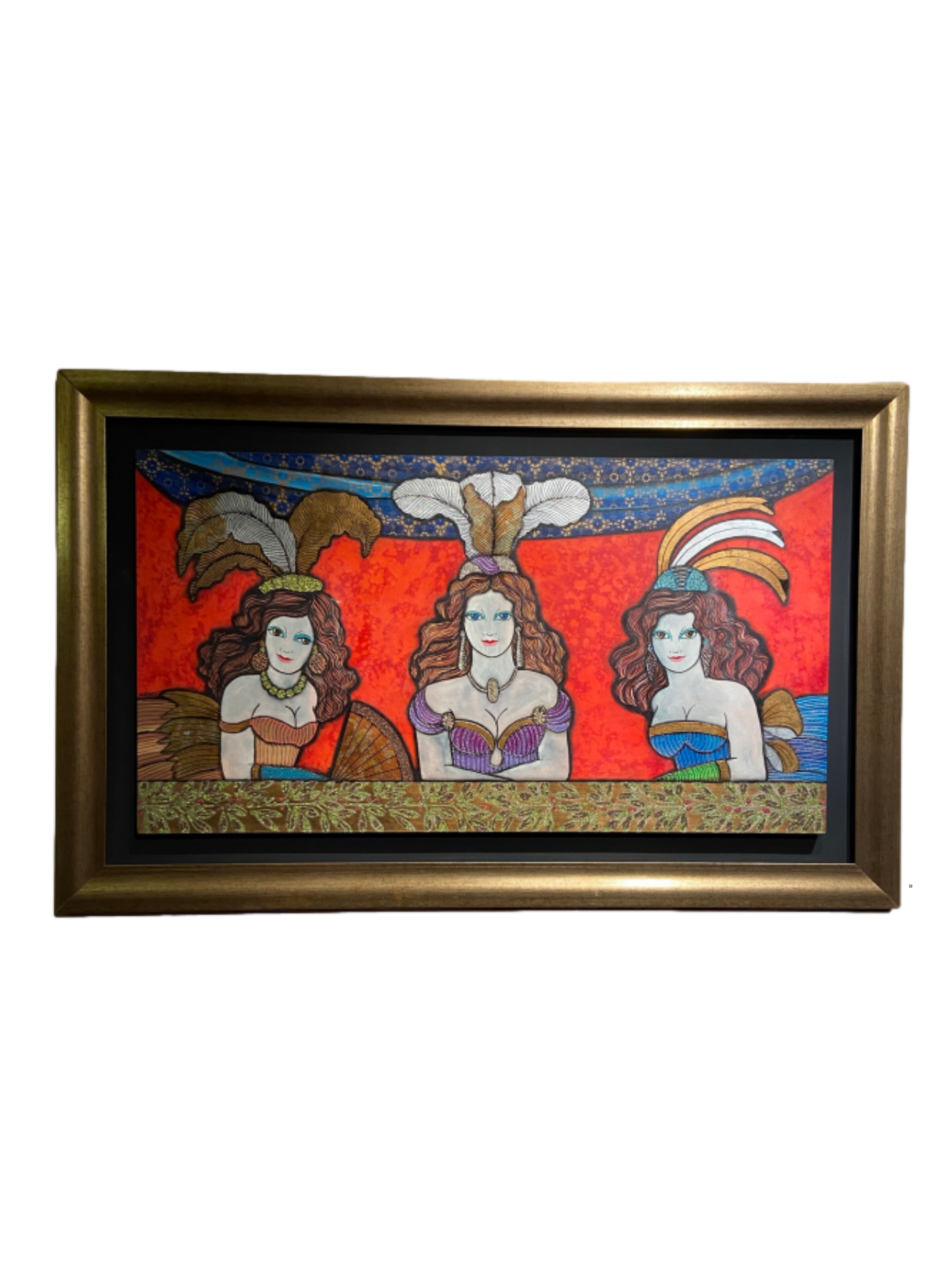 Obra "Mujeres del balcon" de Migliorisi 64.5 x 114 cm.