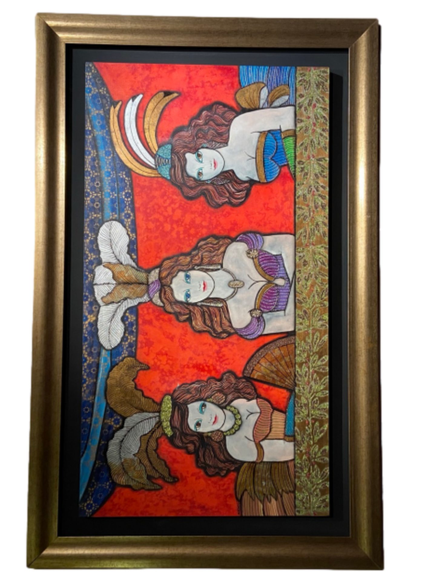 Obra "Mujeres del balcon" de Migliorisi 64.5 x 114 cm.
